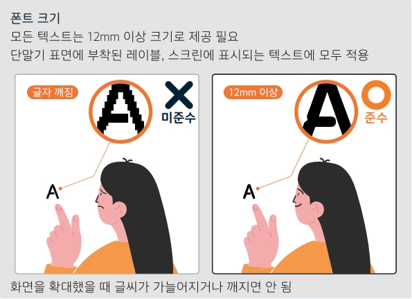 폰트 크기 / 콘텐츠 구분 예시